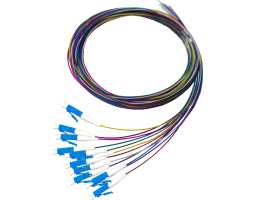 Kabel, optički, prespojni, 50/125um, LC konektiran na jednom kraju, (Pigtail), 2m, pack 12 raznobojnih komada
