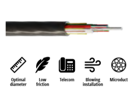 Kabel, optički, 3x4, 09/125um, G.652d, Multitube w/gel, HDPE, vanjski, micro-MetroJET, 500N, 4.2mm