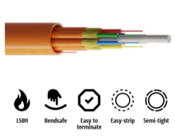 Kabel, optički, 2-vlakna, 09/125um G.657A1, breakout 2x2.0mm, LSZH unutarnji/vanjski, 500N, 7.0mm