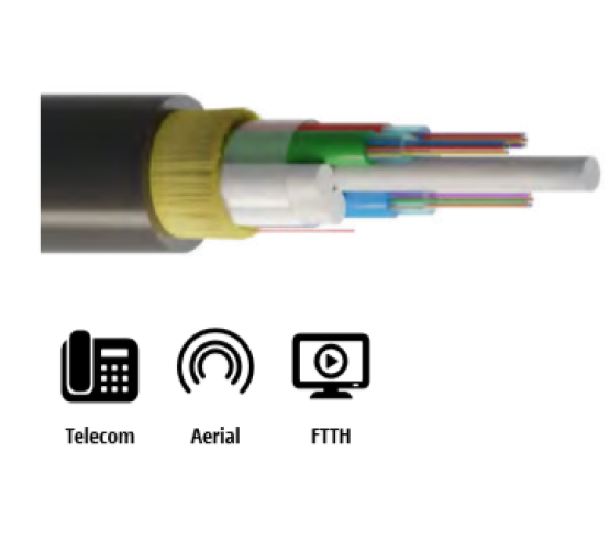 Kabel, optički, zračni, 1x6, 09/125um, G.652d, Multitube w/gel, provjes 170m, HDPE, 4100N, 10.1mm 4234