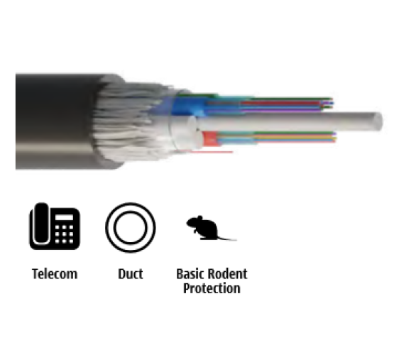 Kabel, optički, 8x12-vlakana, 09/125um, G.652.d, Multitube w/Gel, vanjski HDPE, zaštita od glodavaca, 2000N, 11mm 4191