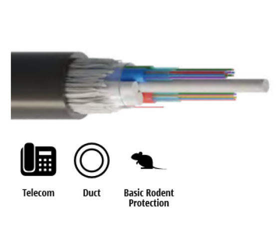 Kabel, optički, 16x12-vlakana, 09/125um, G.652.d, Multitube w/Gel, vanjski HDPE, zaštita od glodavaca, 2000N, 14.2mm 4193