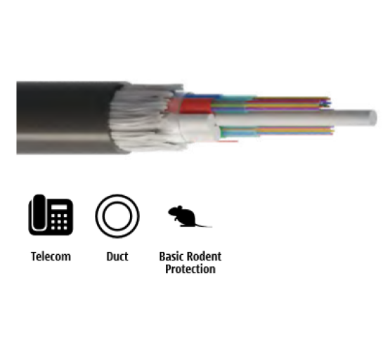 Kabel, optički, 12x12-vlakana, 09/125um, G.652.d, Multitube w/Gel, vanjski HDPE, zaštita od glodavaca, 1500N, 11.5mm 4181