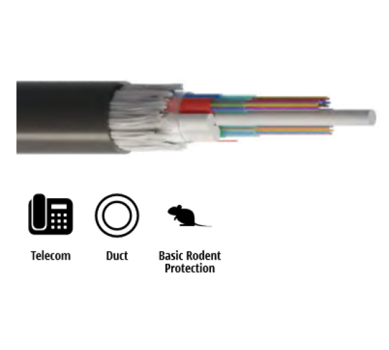 Kabel, optički, 1x12-vlakana, 50/125um, OM3, Multitube w/Gel, vanjski HDPE, zaštita od glodavaca, vodotijesan, 1500N, 8.2mm 4184