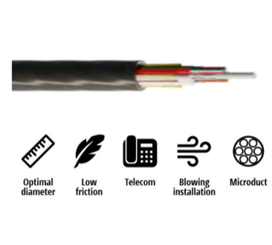 Kabel, optički, 1x4, 09/125um, G.652d, Multitube w/gel, HDPE, vanjski, micro-MetroJET, 500N, 4.2mm 4219