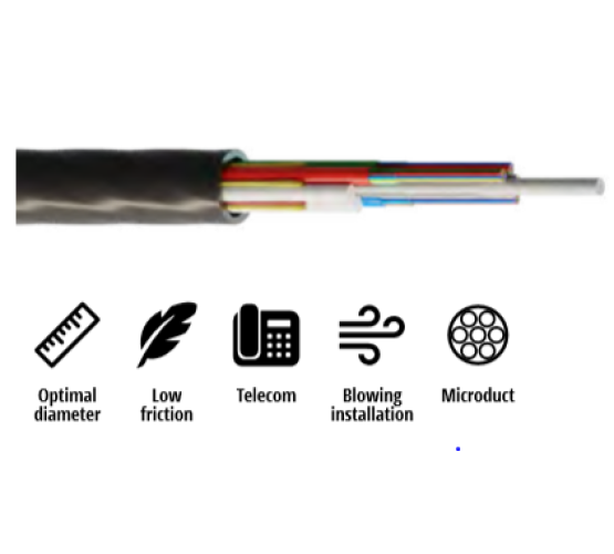 Kabel, optički, 2x12, 09/125um, G.652d, Multitube w/gel, micro-MetroJET, HDPE, 650N, 5.3mm 4222