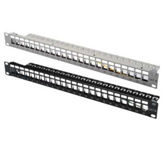 Panel, modularni, 24xKeystone, 19"-1U, prazan, sivi/crni 2239