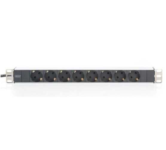 Razvodnik, napajački, 19" horizontalni 7x220V,  bez prekidača, bez prenaponske zaštite, ALU, crna 5028