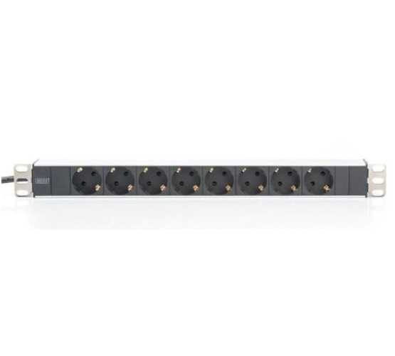 Razvodnik, napajački, 19" horizontalni 7x220V,  sa prekidačem, bez prenaponske zaštite, ALU, crna 5029