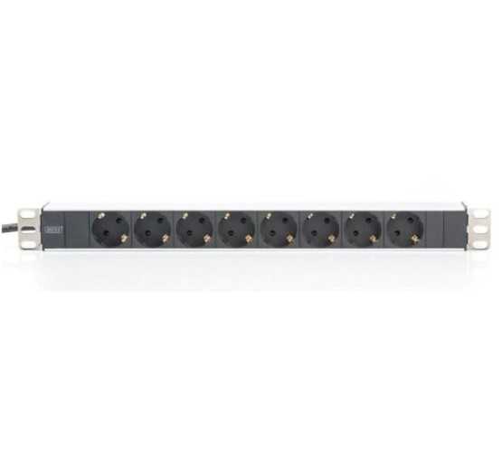 Razvodnik, napajački, 19" horizontalni 7x220V,  sa prekidačem, sa prenaponskom zaštitom, ALU, crna 5031