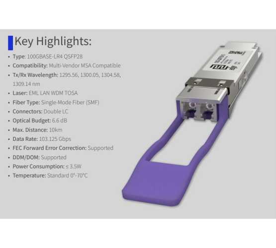 Modul, QSFP28, 100GbE-LR4, SM DLC, 1310nm/20km, ATI/Cisco kompatibilan 4923