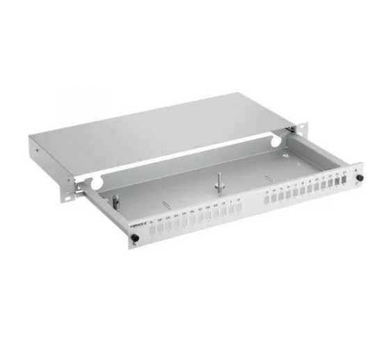 Panel, optički, prespojni, za 24xST/FC spojnika, bez kaseta i spojnika, 19"-1U, teleskopski, sivi 5298