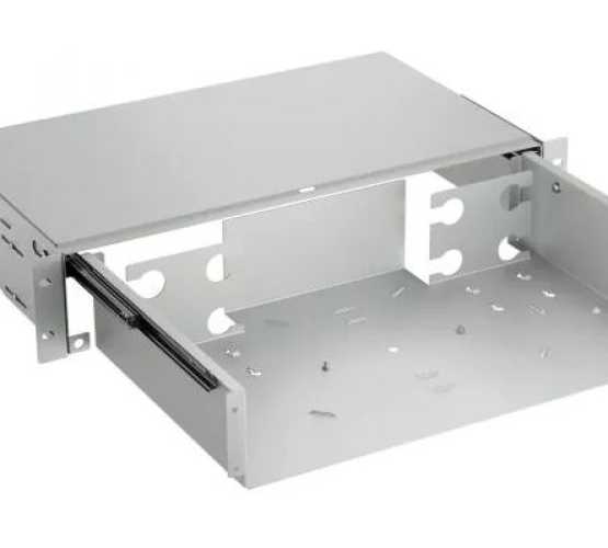 Panel, optički, modularni, bez prednje maske i kaseta, 19"-2U, teleskopski, sivi 5302