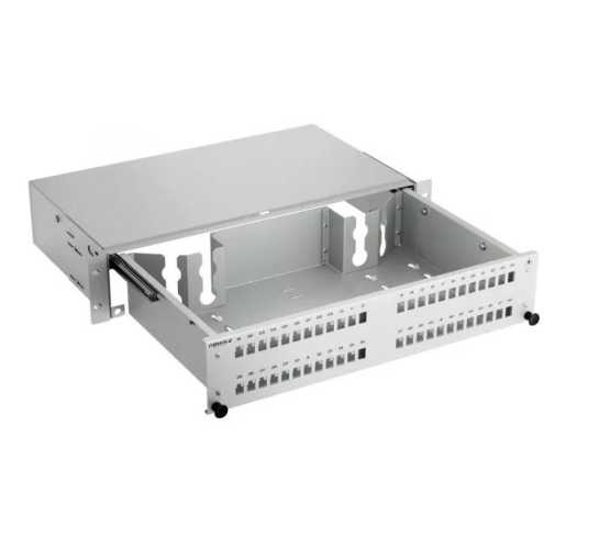 Panel, optički, modularni, bez prednje maske i kaseta, 19"-2U, teleskopski, sivi 5301