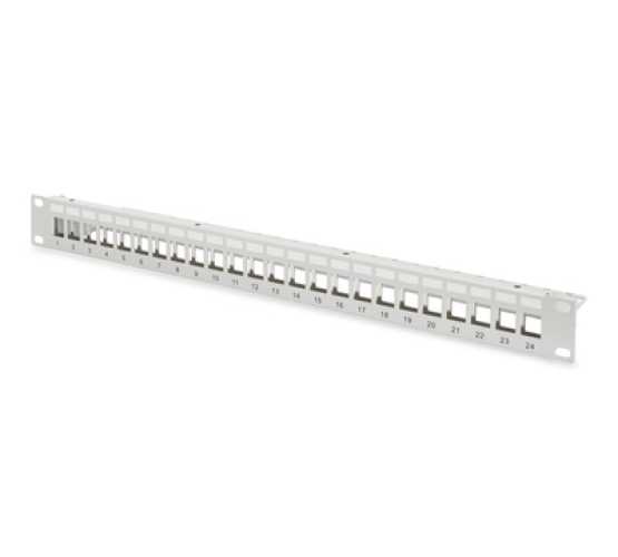Panel, modularni, 24xKeystone, 19"-1U, prazan, sivi/crni 3336